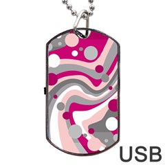 Magenta, Pink And Gray Design Dog Tag Usb Flash (one Side) by Valentinaart