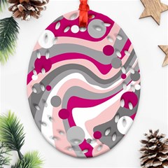 Magenta, Pink And Gray Design Ornament (oval Filigree) 