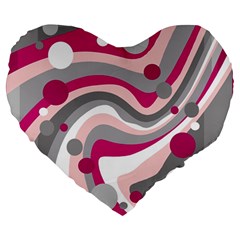 Magenta, Pink And Gray Design Large 19  Premium Heart Shape Cushions