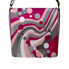 Magenta, Pink And Gray Design Flap Messenger Bag (l)  by Valentinaart