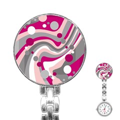 Magenta, Pink And Gray Design Stainless Steel Nurses Watch by Valentinaart