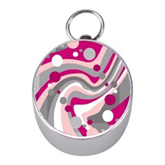 Magenta, Pink And Gray Design Mini Silver Compasses