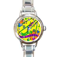 Music Round Italian Charm Watch by Valentinaart