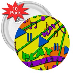 Music 3  Buttons (10 Pack) 