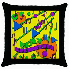 Music Throw Pillow Case (black) by Valentinaart