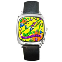 Music Square Metal Watch by Valentinaart