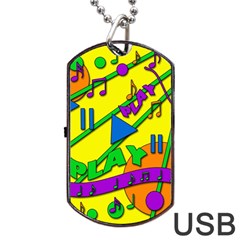 Music Dog Tag Usb Flash (one Side)