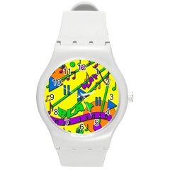 Music Round Plastic Sport Watch (m)