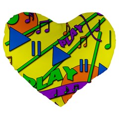 Music Large 19  Premium Heart Shape Cushions by Valentinaart