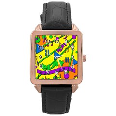 Music Rose Gold Leather Watch  by Valentinaart