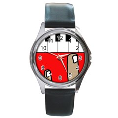 Piano  Round Metal Watch