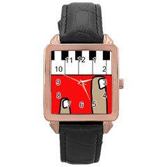 Piano  Rose Gold Leather Watch 