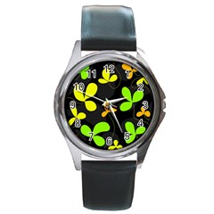 Floral Design Round Metal Watch