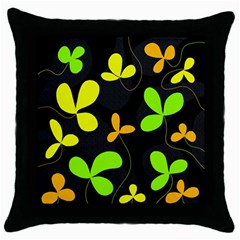 Floral Design Throw Pillow Case (black) by Valentinaart