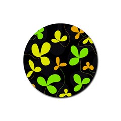 Floral Design Rubber Coaster (round)  by Valentinaart