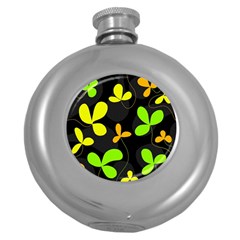 Floral Design Round Hip Flask (5 Oz)