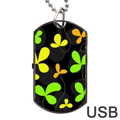 Floral Design Dog Tag Usb Flash (one Side) by Valentinaart