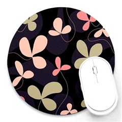 Elegant Floral Design Round Mousepads