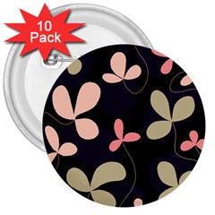 Elegant Floral Design 3  Buttons (10 Pack) 