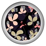 Elegant floral design Wall Clocks (Silver)  Front