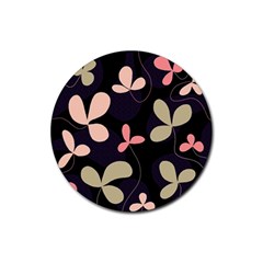 Elegant Floral Design Rubber Coaster (round) 