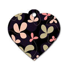 Elegant Floral Design Dog Tag Heart (two Sides)