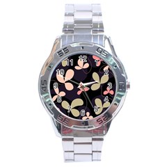 Elegant Floral Design Stainless Steel Analogue Watch