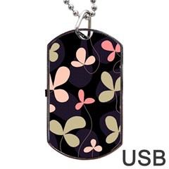 Elegant Floral Design Dog Tag Usb Flash (one Side)