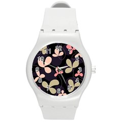 Elegant Floral Design Round Plastic Sport Watch (m) by Valentinaart