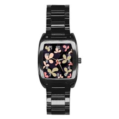 Elegant Floral Design Stainless Steel Barrel Watch by Valentinaart