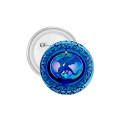 The Blue Dragpn On A Round Button With Floral Elements 1 75  Buttons