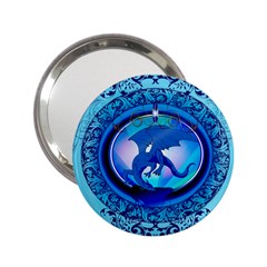 The Blue Dragpn On A Round Button With Floral Elements 2 25  Handbag Mirrors