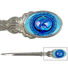 The Blue Dragpn On A Round Button With Floral Elements Letter Openers