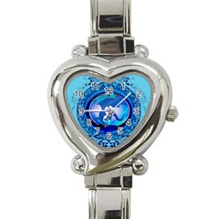 The Blue Dragpn On A Round Button With Floral Elements Heart Italian Charm Watch