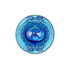 The Blue Dragpn On A Round Button With Floral Elements Hat Clip Ball Marker