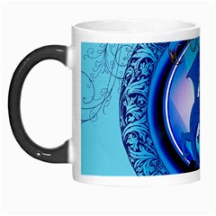 The Blue Dragpn On A Round Button With Floral Elements Morph Mugs