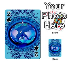 The Blue Dragpn On A Round Button With Floral Elements Playing Cards 54 Designs 