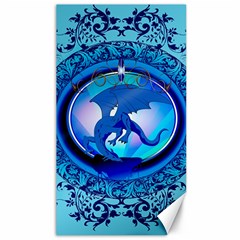 The Blue Dragpn On A Round Button With Floral Elements Canvas 40  X 72   by FantasyWorld7