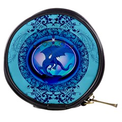 The Blue Dragpn On A Round Button With Floral Elements Mini Makeup Bags by FantasyWorld7