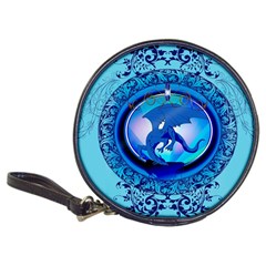 The Blue Dragpn On A Round Button With Floral Elements Classic 20-cd Wallets