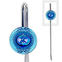 The Blue Dragpn On A Round Button With Floral Elements Book Mark