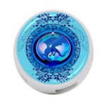 The Blue Dragpn On A Round Button With Floral Elements 4-Port USB Hub (One Side) Front