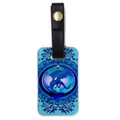 The Blue Dragpn On A Round Button With Floral Elements Luggage Tags (one Side) 