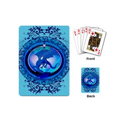 The Blue Dragpn On A Round Button With Floral Elements Playing Cards (mini) 