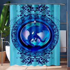 The Blue Dragpn On A Round Button With Floral Elements Shower Curtain 60  X 72  (medium) 