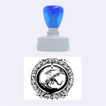 The Blue Dragpn On A Round Button With Floral Elements Rubber Oval Stamps 1.88 x1.37  Stamp