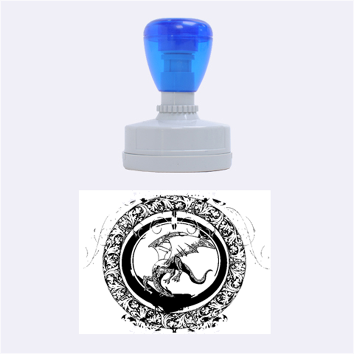 The Blue Dragpn On A Round Button With Floral Elements Rubber Oval Stamps