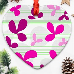 Magenta Floral Pattern Ornament (heart) 