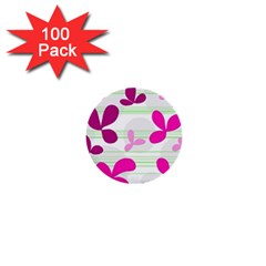 Magenta Floral Pattern 1  Mini Buttons (100 Pack) 