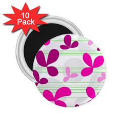 Magenta Floral Pattern 2 25  Magnets (10 Pack) 